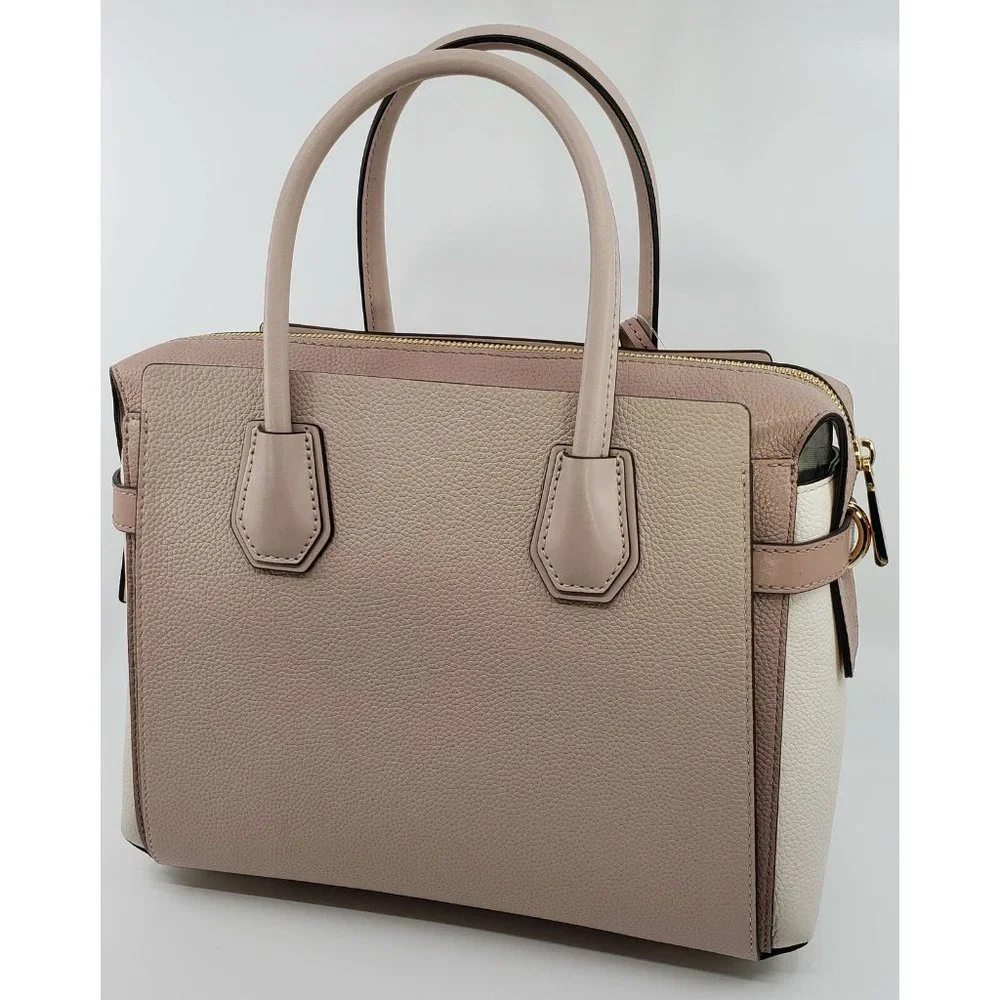 New Michael Kors Mercer Medium Tri-Color Pebbled Leather Belted Satchel $358.00 - Picture 3 of 7